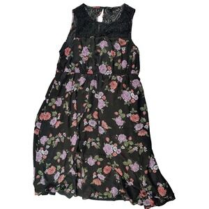 Torrid Dress Black Floral Cottagecore Whimsy Sleeveless Lace Midi Sz 2/2X
